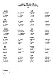 English Worksheet: Degrees of Comparison Quiz