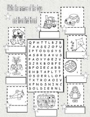 English Worksheet: Toys spelling and wordsearch