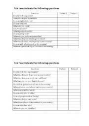 English Worksheet: Pair work speaking 