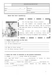 English Worksheet: present continuous