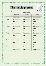 English Worksheet: present simple