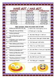 English Worksheet: Have got / has got