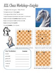 ESL Chess Workshop--Knight (Rules, Quiz, Key)