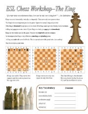 English Worksheet: ESL Chess Workshop--King (Rules, Quiz, Key)