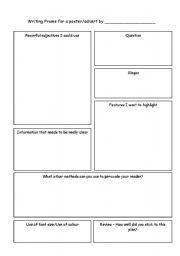 English Worksheet: writing plan for a poster advert