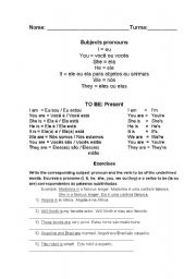 English worksheet: to be exercices