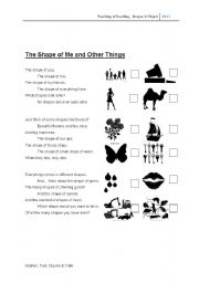 English Worksheet: Identifying shapes through silhouttes
