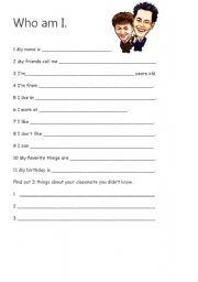 English Worksheet: Who am I