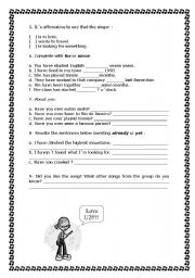 English worksheet: part 2 of exercises on present perfect