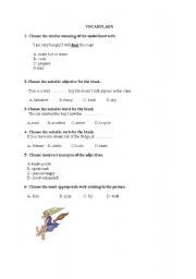 English worksheet: find vocabulary