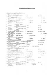 English Worksheet: Diagnostic Grammar Test