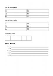 English worksheet: cardinal and ordinal numbers