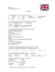 English worksheet: Test paper - 3rd to 5th grade