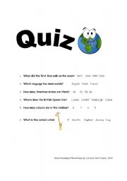 English worksheet: Short general knowledge quiz