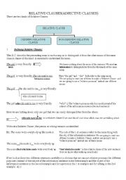 English Worksheet: relative clauses