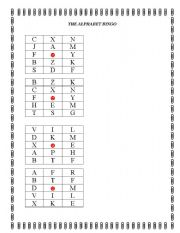 English Worksheet: The Alphabet Bingo