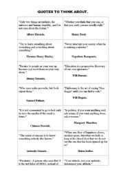 English Worksheet: FAMOUS QUOTES TO THINK ABOUT