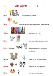 English Worksheet: wh-words