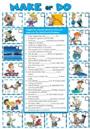 English Worksheet: MAKE or DO collocations (B&W + KEY included)