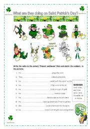 English Worksheet: Saint Patricks Day and Present Continuous Practice