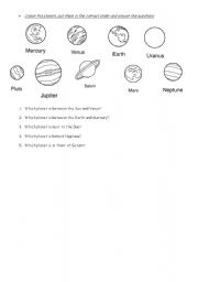 English worksheet: The Planets