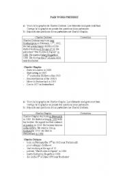 English worksheet: pair work Charlie Chaplin and Charles Dickens