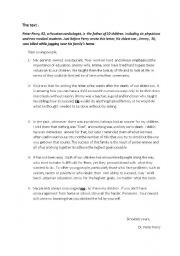 English Worksheet: Reading Text of end of term test nbr1
