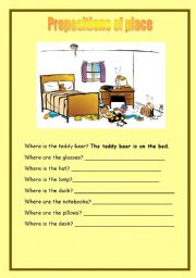 English Worksheet: Prepositions of place