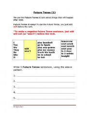 English worksheet: Future Tense