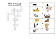 English worksheet: parts of animals