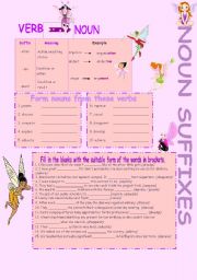 English Worksheet: noun suffixes