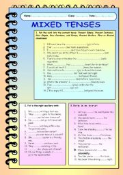 English Worksheet: Mixed tenses