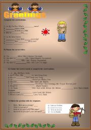 English Worksheet: GREETINGS