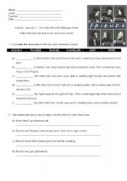 English Worksheet: Friends - episode 1 - The One Where It All Began (Pilot)