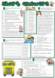 English Worksheet: SHORT ANSWERS (B&W included)