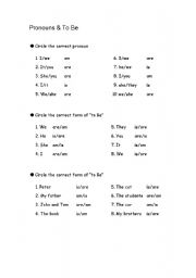 English Worksheet: Personal pronouns & To be special needs practice