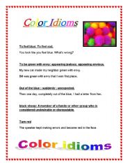 English Worksheet: Color idioms