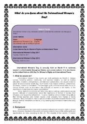 English Worksheet: International womens Day II
