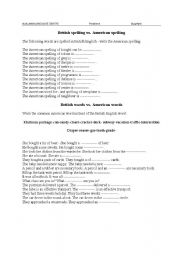 English Worksheet: British and American English diffrences