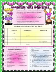 English Worksheet: Comparing with Adjectives - Comparatives & Superlatives