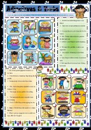English Worksheet: Adjectives and Verbs