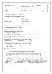 English Worksheet: Midterm term test number 2 for 7th form