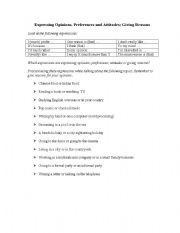 English Worksheet: Expressing Opinions