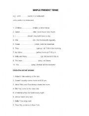 English Worksheet: Simple Present Tense