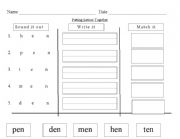 English Worksheet: Phonics Putting Letters Together