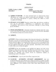 English Worksheet: Lord of th Flies