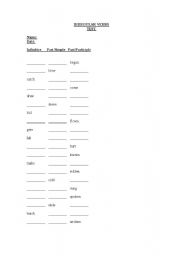 English worksheet: irregular verbs test