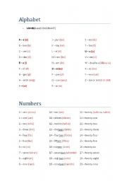 English Worksheet: Alphabet & Numbers