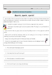 English Worksheet: Sports, sports, sports