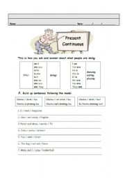 English Worksheet: Present Continuous